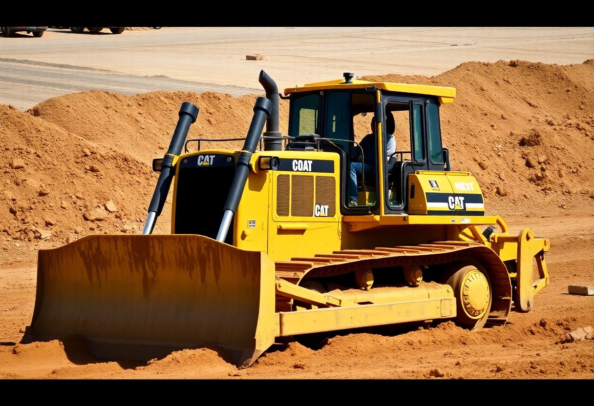 Bulldozer amarillo moviendo tierra